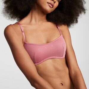 NWT PINK Pink Mesh Bralette with Jeweled Detail and Adjustable Straps XL